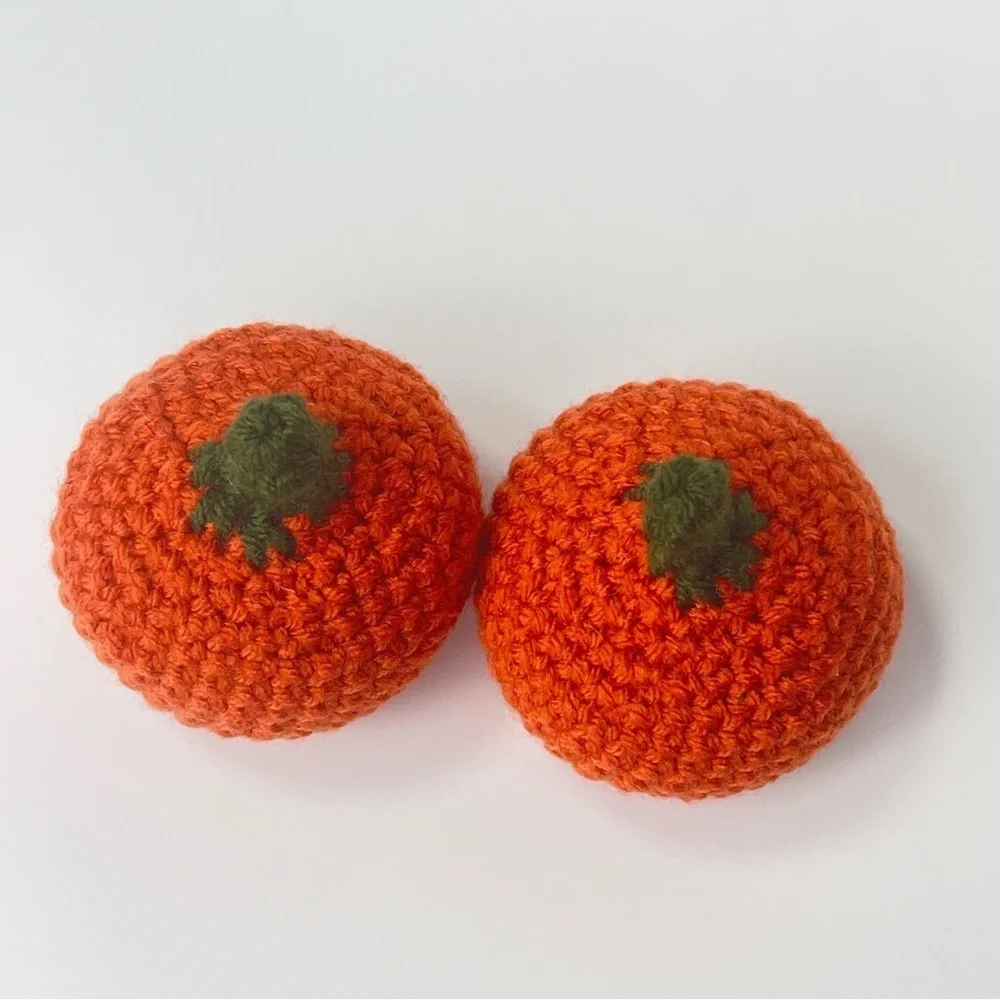 Cat Toy Handmade Crochet Catnip Pumpkin Cat Toys Set of Two